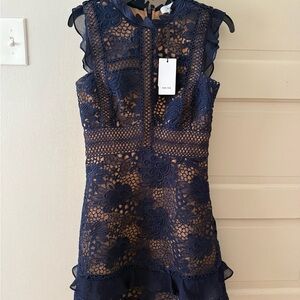 Reiss Midnight Blue Lace Mini Dress